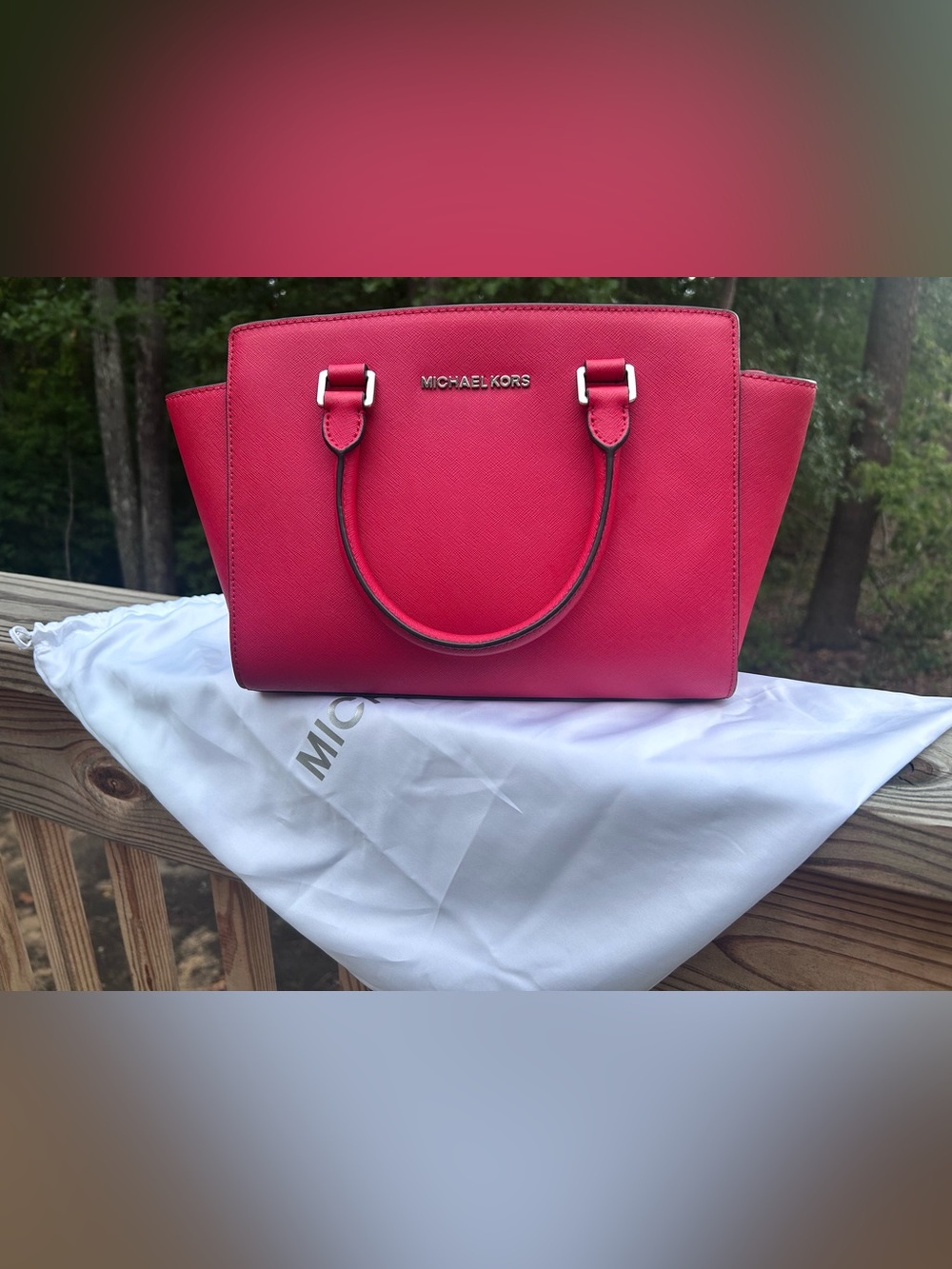 Michael Kors Fuchsia Saffiano Leather Selma Satchel Excellent Condition